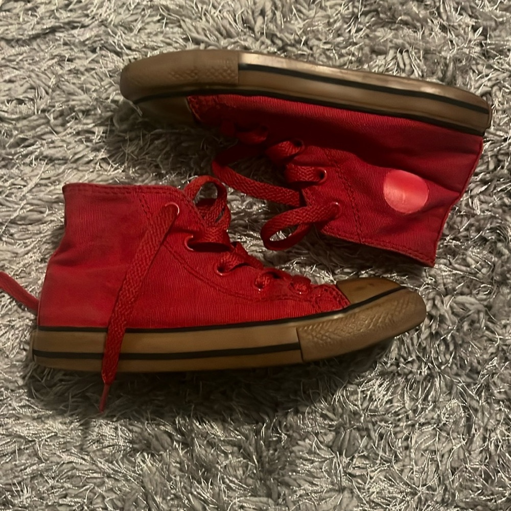 Red and Tan converse toddler size 10